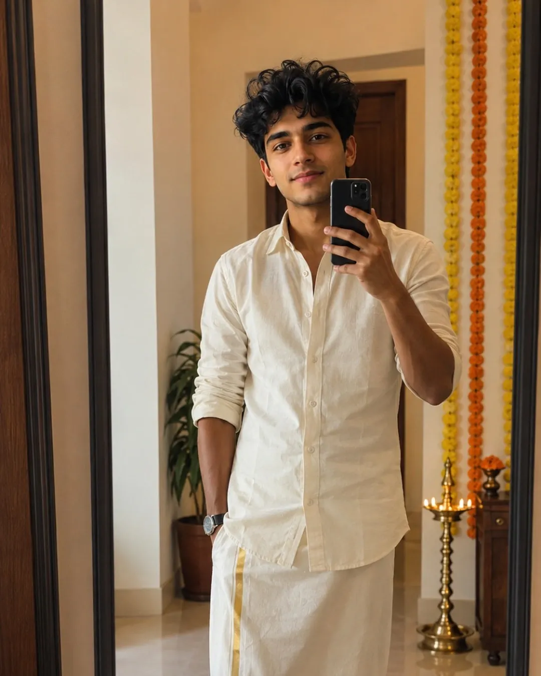 Onam AI Photo Editing Prompt – Kerala Mirror Selfie